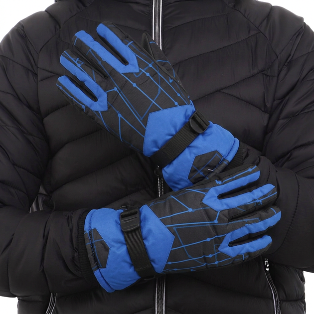 Мужские горнолыжные перчатки для лыж и сноуборда SP-Sport Snow Gloves 7690 размер L Black-Blue - изображение 8
