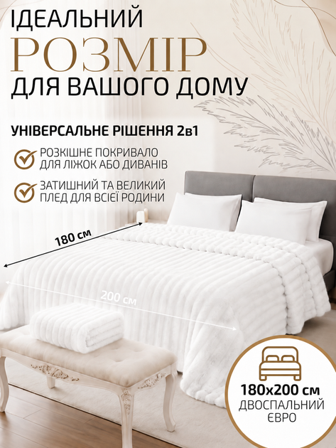 Плед покрывало двухспальный шарпей на двуспальную кровать 180×200 см в подарочной сумке Белый - Фото 4 Плед покрывало двухспальный шарпей на двуспальную кровать 180×200 см в подарочной сумке Белый - изображение 4