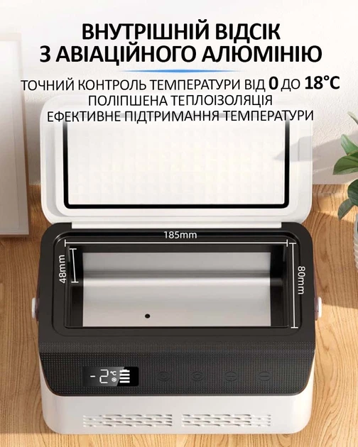 Медицинский портативный мини холодильник Coolbox для лекарств, инсулина / сумка / USB / 220V / 2xАКБ 10400mAh - изображение 7