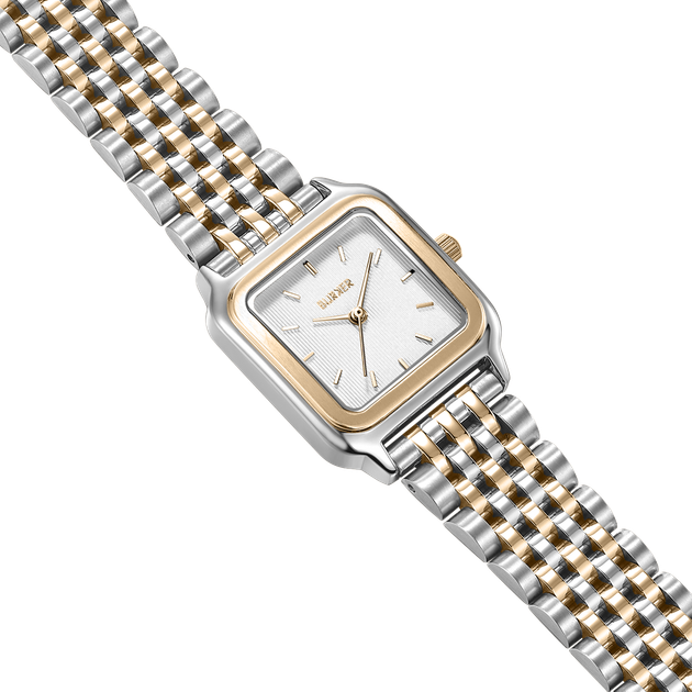 Жіночий годинник Burker Watches Macy сріблястий та золотистий з білим циферблатом (MCGS) - изображение 2