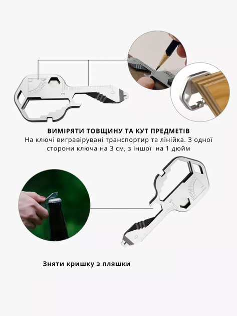 Мини-мультитул многофункциональный LETGOS универсальный мини инструмент на ключи (14 в 1), чёрный - изображение 5