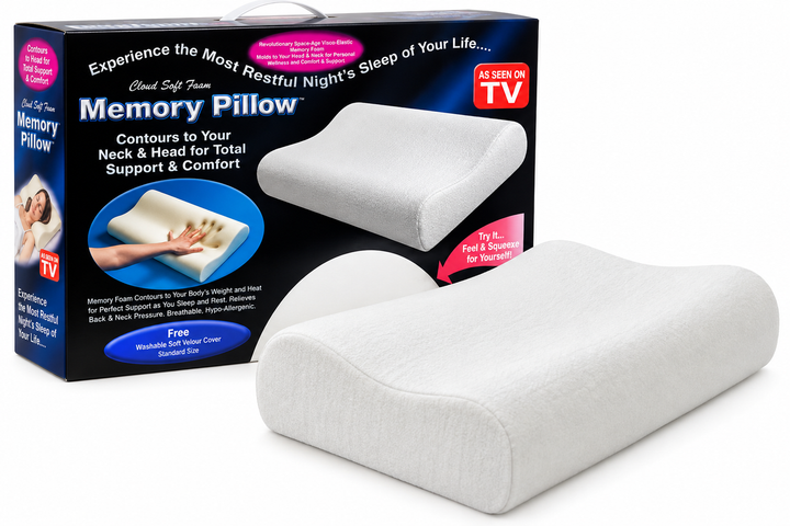 Ортопедическая подушка Memory Pillow 50×30×10 см с эффектом памяти анатомическая белая для сна и поддержки головы и шеи - изображение 7
