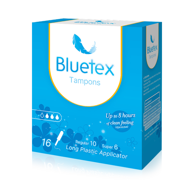 Набір із 16 довгих тампонів Bluetex з вбудованими гігієнічними прокладками, вагінальні вкладки для плавання JD, що самозакриваються. - зображення 4