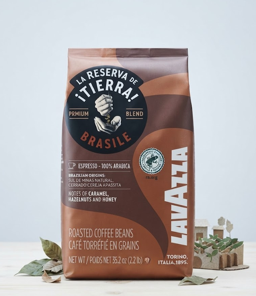 Зернова кава Lavazza Tierra Brazil 1010 г натуральна 100% арабіка темне обсмажування ароматна з шоколадними нотками легкою кислинкою для автоматичної кавомашини еспресо лате капучино турки кавоварки - зображення 7