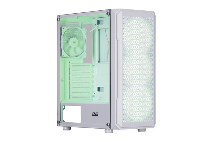 Корпус 2E GAMING Hexagon G338W без БЖ 2xUSB3.0, 1xUSB Type-C, 3x120 мм ARGB, 1x120 мм, VGA 330 мм, LCS ready, HUB, TG боковая панель, ATX, белый. - изображение 6