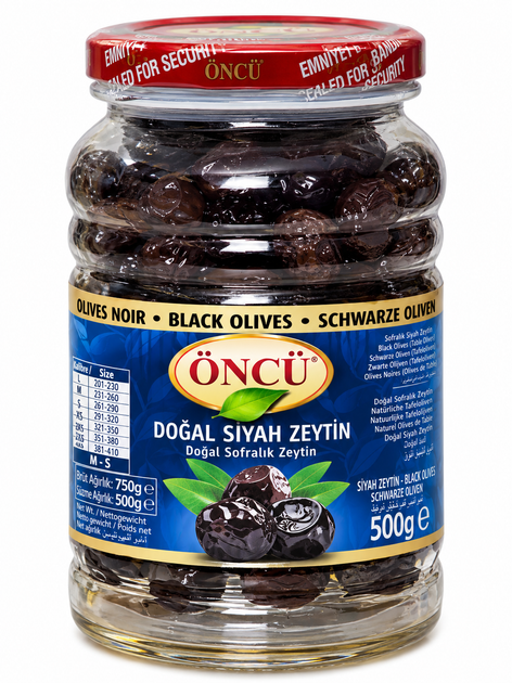 Чорні в’ялені оливки ONCU Dogal Siyah Zeytin 500г m-s - Фото 1 Чорні в’ялені оливки ONCU Dogal Siyah Zeytin 500г m-s - зображення 1