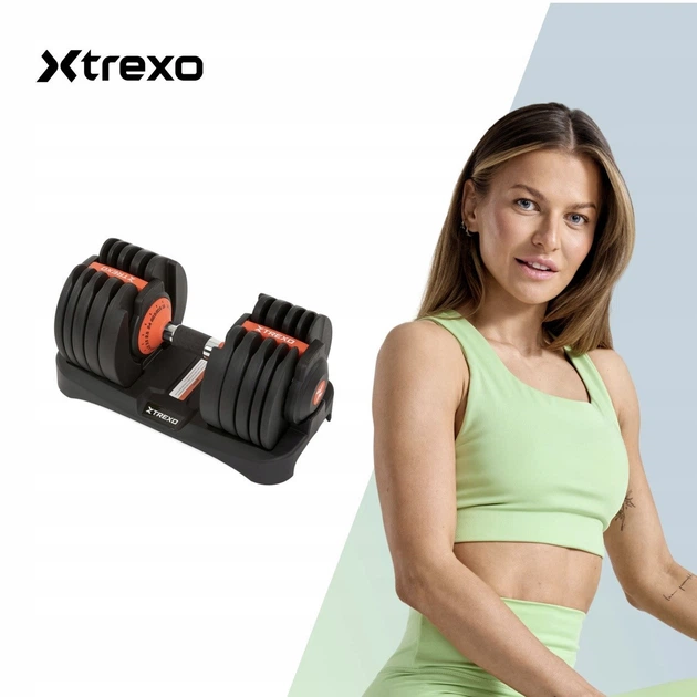 Регулируемая гантель с подставкой XTREXO 24 кг для силовых тренировок - изображение 4