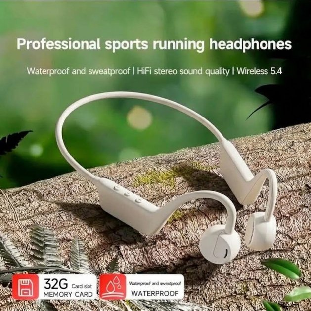 Беспроводные костные наушники X1 Pro Bluetooth, спортивная гарнитура с микрофон + поддержка SD-карт, White - Фото 4 Беспроводные костные наушники X1 Pro Bluetooth, спортивная гарнитура с микрофон + поддержка SD-карт, White - изображение 4