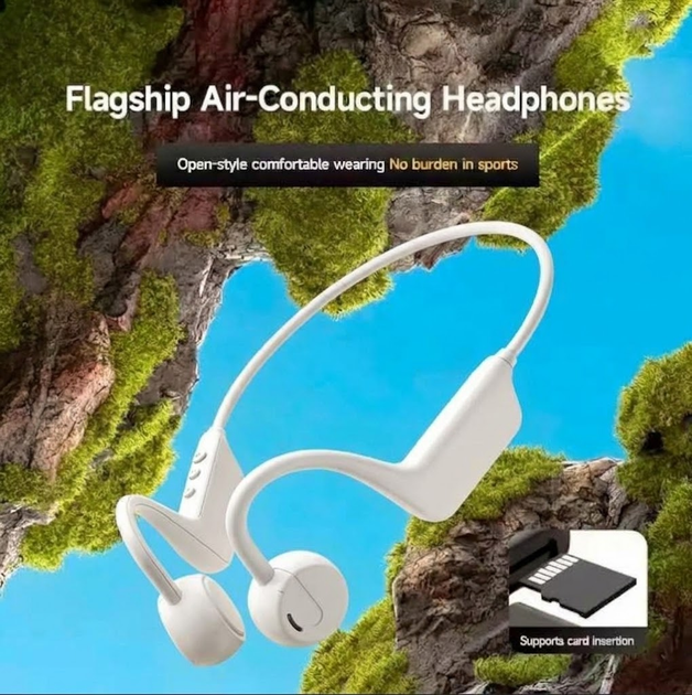 Беспроводные костные наушники X1 Pro Bluetooth, спортивная гарнитура с микрофон + поддержка SD-карт, White - Фото 6 Беспроводные костные наушники X1 Pro Bluetooth, спортивная гарнитура с микрофон + поддержка SD-карт, White - изображение 6
