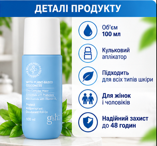 Шариковый дезодорант-антиперспирант g&h GOODNESS & HEALTH 100 мл роликовый амвей эмвей - изображение 6
