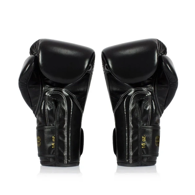 Боксерские перчатки Fairtex натуральная кожа 16 унций черные с бинтами. - изображение 7