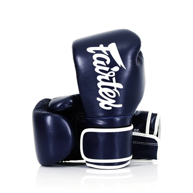 Боксерские перчатки Fairtex искусственная кожа 14 унций синие - изображение 9
