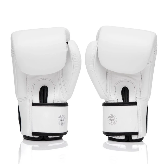 Боксерские перчатки Fairtex натуральная кожа 10 унций белые. - изображение 6
