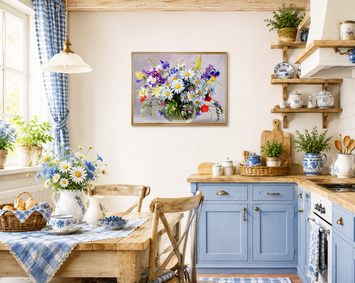 Алмазная мозаика на подрамнике ColorArt 30х40 Букет полевых цветов STP459 + Подарок лак для покрытия - изображение 3