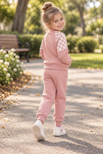 Костюм спортивный из трехнитки Pink Chess Kiddo розовый 98 см - изображение 2