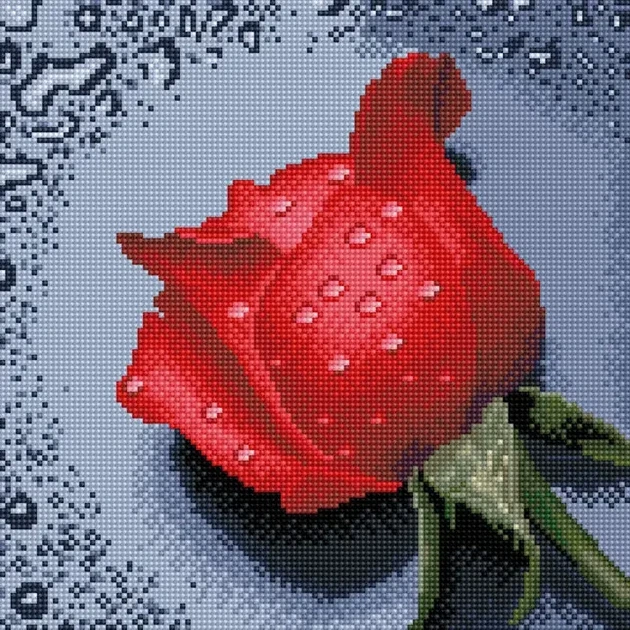 Алмазная мозаика на подрамнике ColorArt 30х30см Красная роза TTP602 + Подарок лак для покрытия, полная выкладка, квадратные алмазики, набор для творчества и рукоделия - изображение 2