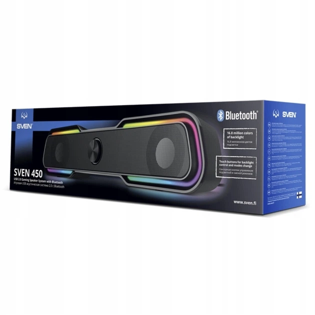 Саундбар с подсветкой SVEN 450 10 Вт RMS Bluetooth AUX RGB черный - Фото 5 Саундбар с подсветкой SVEN 450 10 Вт RMS Bluetooth AUX RGB черный - изображение 5
