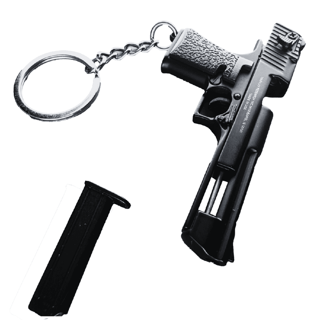 Металевий Брелок Desert Eagle Black (Чорний) 66 мм 1:4 Розбірний Тактичний Міні Пістолет із Рухомим Затвором, Знімним Магазином, - зображення 3