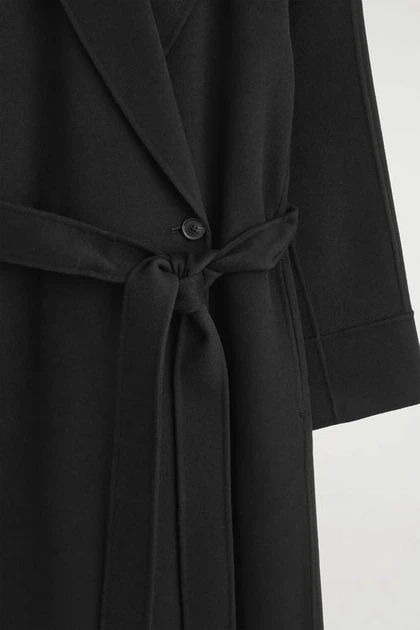 Пальто жіноче COS belted double-faced wool long coat 1288165001 XS Чорний - изображение 7