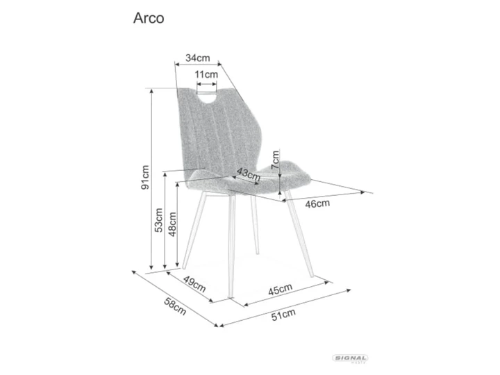 Стілець Signal Arco Velvet сірий з оксамитової тканини на чорному металевому каркасі - Фото 3 Стілець Signal Arco Velvet сірий з оксамитової тканини на чорному металевому каркасі - зображення 3