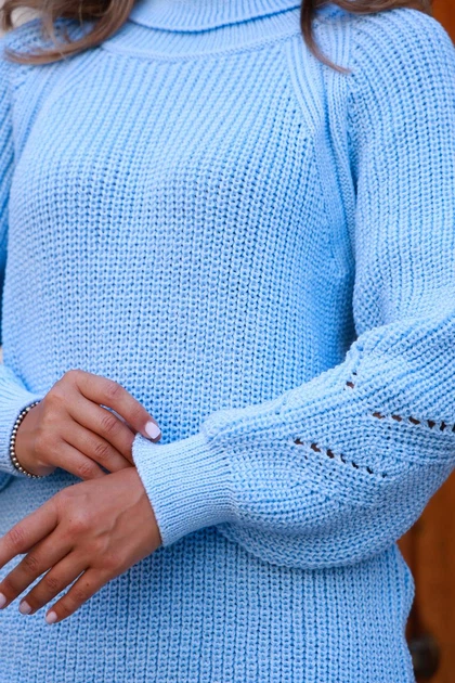 Жіночий вʼязаний светр SONYA, колір Блакитний розмір One Size - изображение 6