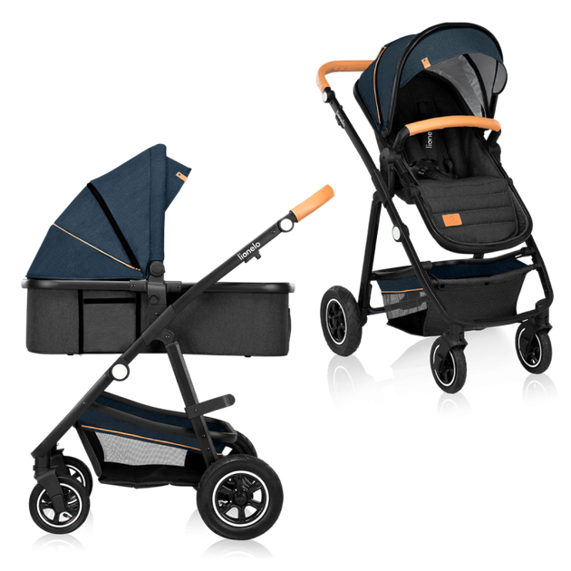 Универсальная коляска 2 в 1 Lionelo AMBER BLUE NAVY, люлька, прогулочный блок - изображение 2