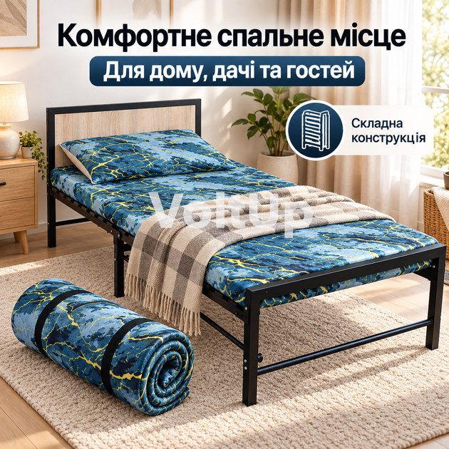 Усиленная раскладная кровать Nika на 16 ламелях 200×80 см до 180 кг, матрас 7 см + сменный матрас 5 см - Фото 4 Усиленная раскладная кровать Nika на 16 ламелях 200×80 см до 180 кг, матрас 7 см + сменный матрас 5 см - изображение 4