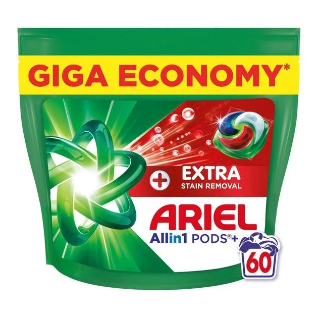 Гелеві капсули ARIEL Pods+ Extra Cleaning Power 60 шт, багатосекційний засіб для холодного прання та захисту кольору - Фото 6 Гелеві капсули ARIEL Pods+ Extra Cleaning Power 60 шт, багатосекційний засіб для холодного прання та захисту кольору - зображення 6