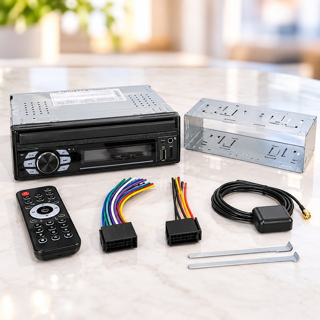 Автомагнитола 1 DIN 7150G с выдвижным сенсорным экраном 7", GPS-навигацией и Bluetooth, 4×60 Вт - изображение 4