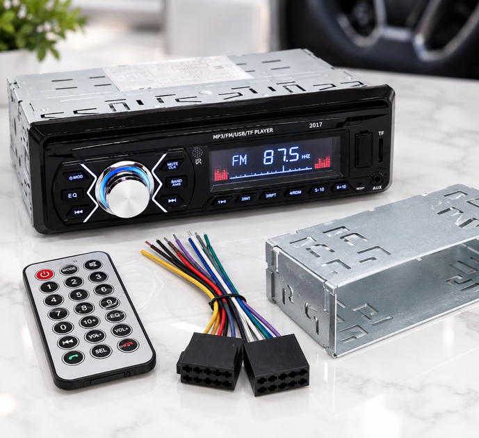 Автомагнитола 2017 1 DIN, USB, SD/MMC, AUX, FM, RGB-подсветка, пульт ДУ - изображение 4