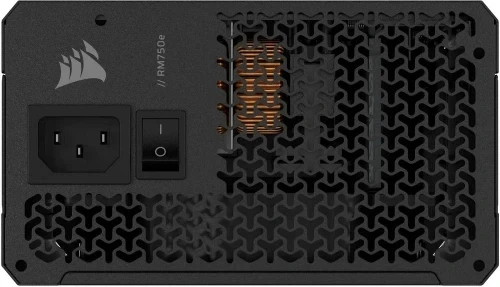 Блок живлення 750 Вт, Corsair RM750e, Black, модульний, 80+ Gold, 12 см, 2xMolex / 6xSATA / 1x16-pin / 3x6+2-pin / 2x4+4-pin / 1x20+4-pin, захист OVP/UVP/SCP/OTP/OPP (CP-9020295-EU) - зображення 3
