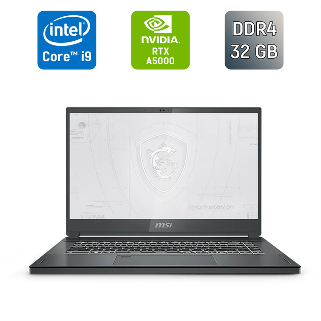 Мобильная рабочая станция MSI WS66 11UMT / 15.6" (1920x1080) IPS Touch / Intel Core i9-11900H (8 (16) ядер по 2.1 - 4.9 GHz) / 32 GB DDR4 / 1000 GB SSD / nVidia RTX A5000, 16 GB GDDR6, 256-bit / WebCam / Windows 11 б/у + Подарок Беспроводная мышь / USB - Фото 1 Мобильная рабочая станция MSI WS66 11UMT / 15.6" (1920x1080) IPS Touch / Intel Core i9-11900H (8 (16) ядер по 2.1 - 4.9 GHz) / 32 GB DDR4 / 1000 GB SSD / nVidia RTX A5000, 16 GB GDDR6, 256-bit / WebCam / Windows 11 б/у + Подарок Беспроводная мышь / USB - изображение 1