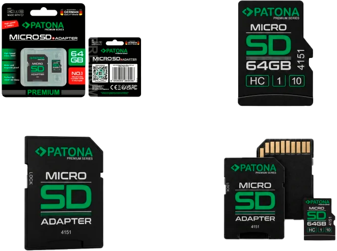 Карта пам'яті PATONA Premium Class 10 U1 64GB + SD-adapter (4055655265546) - Фото 2 Карта пам'яті PATONA Premium Class 10 U1 64GB + SD-adapter (4055655265546) - зображення 2