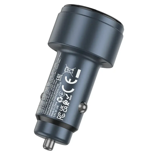 Автомобільний зарядний пристрій HOCO Z57B USB-A + USB-C PD 45W QC3.0 63W з LED-дисплеєм, графітовий - Фото 5 Автомобільний зарядний пристрій HOCO Z57B USB-A + USB-C PD 45W QC3.0 63W з LED-дисплеєм, графітовий - зображення 5