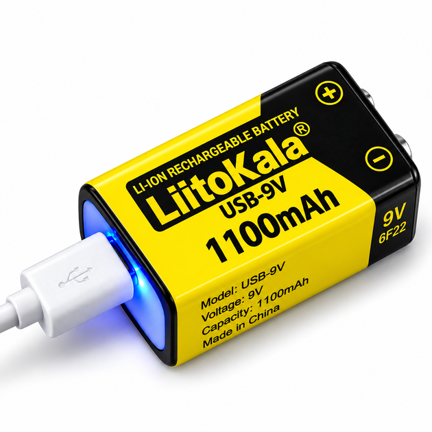 Аккумуляторные батарейки Крона LiitoKala USB 9V 1100 мА·ч Type-C, 9V, набор 4 шт. - изображение 4