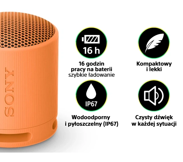 Bluetooth-колонка Sony SRS-XB100 5W Помаранчева - изображение 2