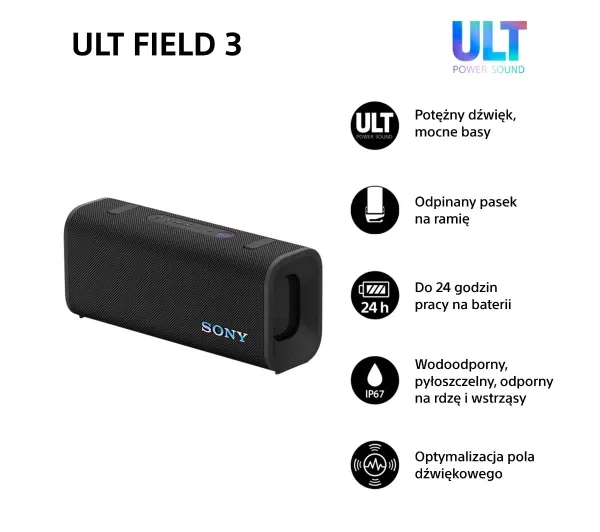Bluetooth-колонка Sony ULT Field 3 SRS-ULT30B Чорний - Фото 13 Bluetooth-колонка Sony ULT Field 3 SRS-ULT30B Чорний - зображення 13