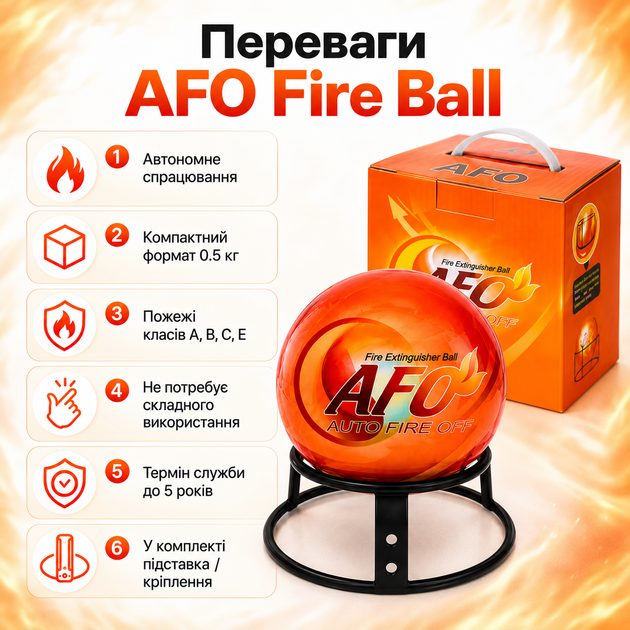 Огнетушитель автоматический AFO Fire Ball 0,5 кг классов A B C E для дома офиса автомобиля и гаража - изображение 3