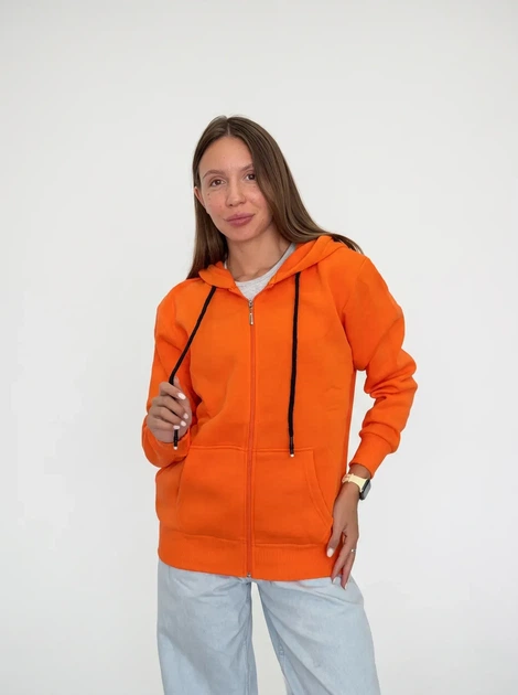 Жіноче однотонне худі на блискавці Pink Daisy Помаранчевий M (5021) - Фото 1 Жіноче однотонне худі на блискавці Pink Daisy Помаранчевий M (5021) - зображення 1
