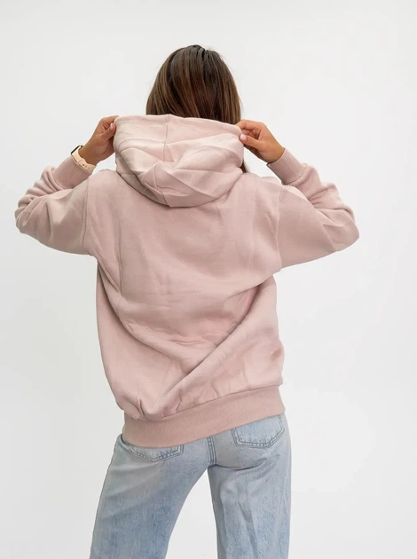 Жіноче однотонне худі на флісі Pink Daisy Пудровий L (7430) - зображення 2