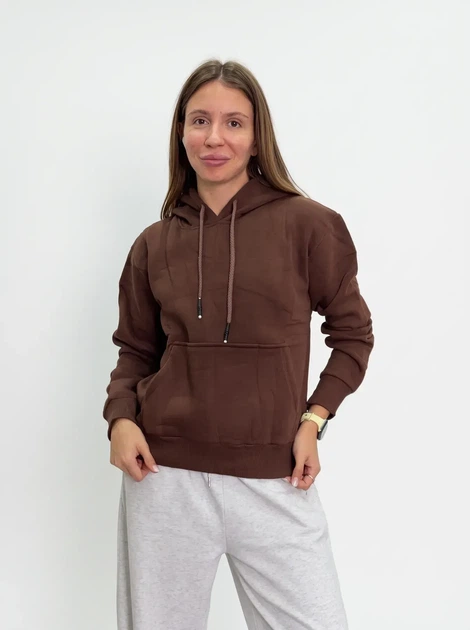 Жіноче однотонне худі на флісі Pink Daisy Коричневий M (7432) - Фото 1 Жіноче однотонне худі на флісі Pink Daisy Коричневий M (7432) - зображення 1