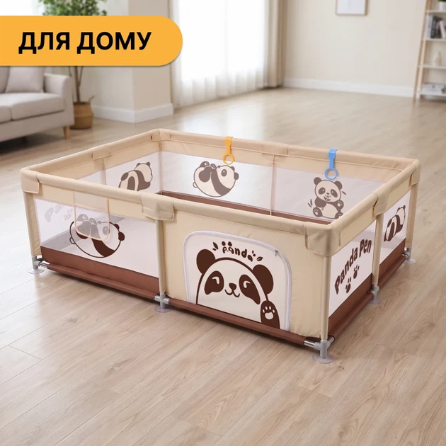 Детский манеж ProDobro Весёлая панда 150x200 см с шариками, ткань Oxford 210D - изображение 7