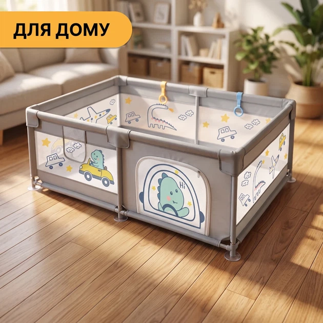Детский манеж ProDobro Діно мандрівник 120х180 см с шариками и кольцами - изображение 7