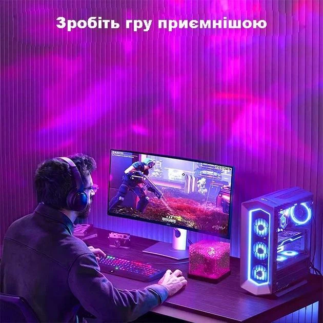 Нічний проектор куб з проекцією води настільна RGB лампа з ефектом водяної хвилі, з пультом - Фото 2 Нічний проектор куб з проекцією води настільна RGB лампа з ефектом водяної хвилі, з пультом - зображення 2