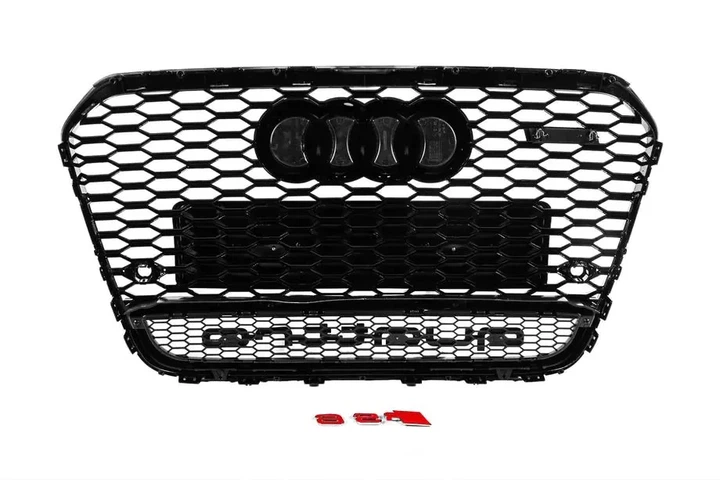 Решітка радіатора Audi A6 / S6 C7 2012-2016 напис Quattro стиль RS6 чорний глянець - Фото 2 Решітка радіатора Audi A6 / S6 C7 2012-2016 напис Quattro стиль RS6 чорний глянець - зображення 2
