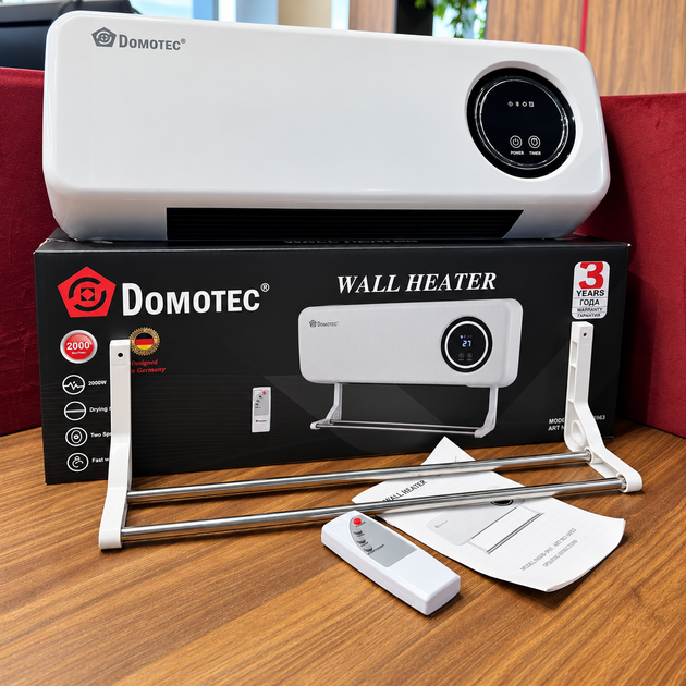 Настенный кондиционер-обогреватель Domotec MS-5963 White 2000 Вт электрический тепловентилятор с пультом дистанционного управления и сушилкой для одежды и полотенец. - изображение 6
