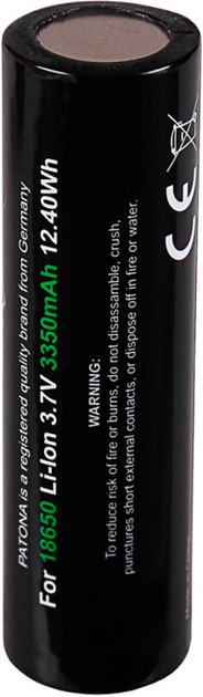 Акумулятор PATONA 18650 Li-Ion 3.7 V 3350mAh (4055655191418) - Фото 2 Акумулятор PATONA 18650 Li-Ion 3.7 V 3350mAh (4055655191418) - зображення 2