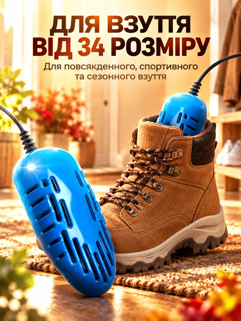 Электросушилка для обуви сушилка универсальная Shine Blue MIX - Фото 4 Электросушилка для обуви сушилка универсальная Shine Blue MIX - изображение 4