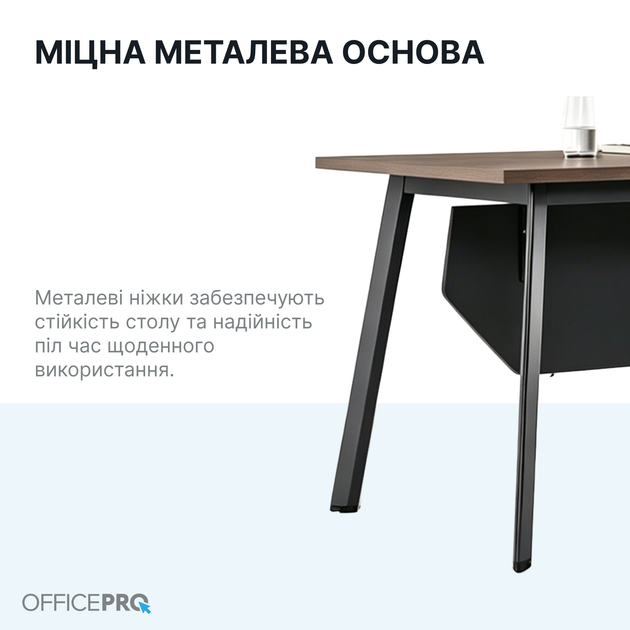 Комп'ютерний стіл OfficePro PG-F20B-16B 75х160 см з тумбочкою Медовий дуб + Темно-сріий - зображення 8