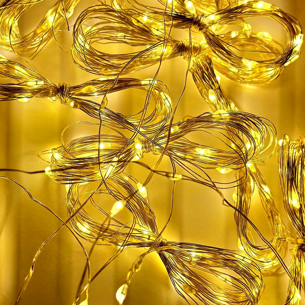 Гірлянда Водоспад 300 Led 3m*2m 220V мідний дріт теплий білий - зображення 7